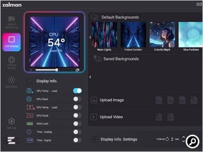 「ZM-OZ」アプリの、ディスプレイ表示を設定する画面