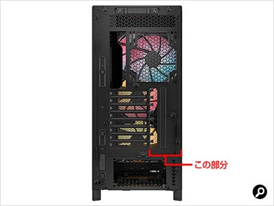 PCケースではこの位置