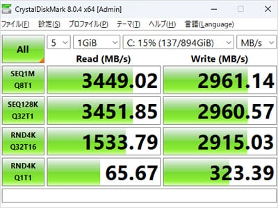 OS用に使用したSSD（CORSAIRの「MP510 960GB」）