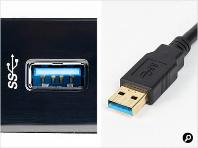 USB 3.x対応端子は青色にすることが推奨されている