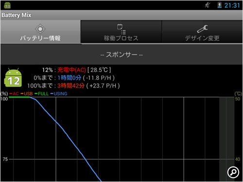 アプリ「Battery Mix」を使用