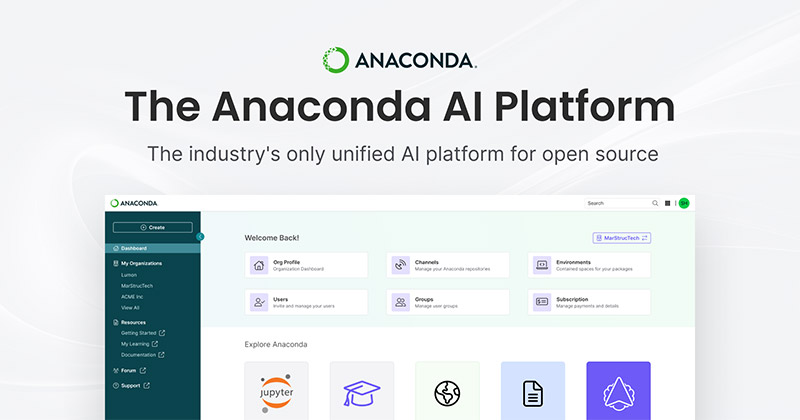 Anaconda、オープンソース対応企業向け統合AIプラットフォーム「Anaconda AI Platform」提供開始のお知らせ