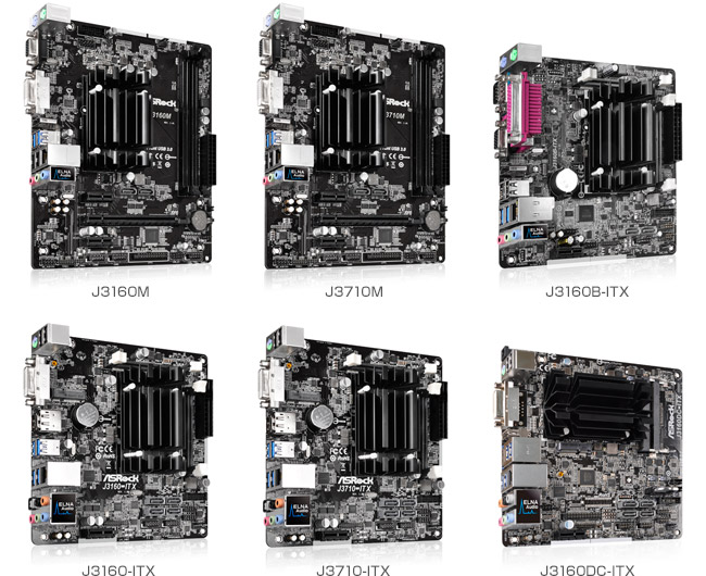 ASRock Braswell Refresh対応マザーボード6機種 製品画像