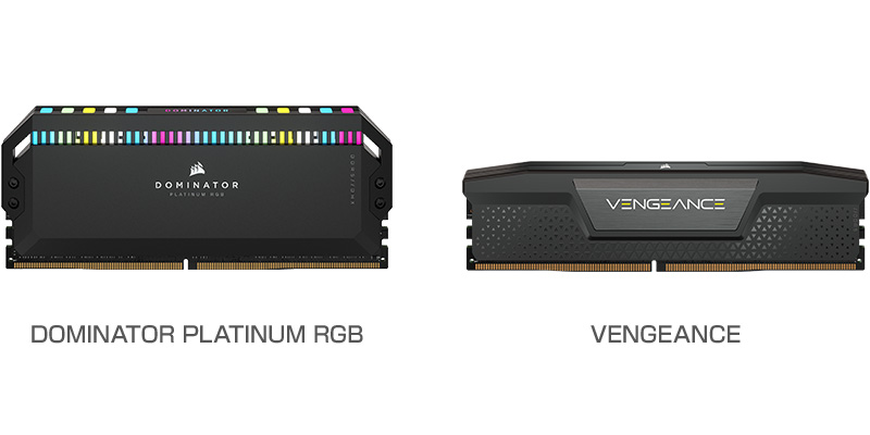 CORSAIR DOMINATOR PLATINUM RGB、VENGEANCE 製品画像