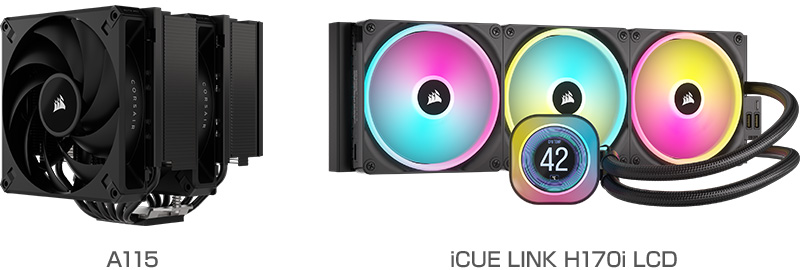 CORSAIR A115、iCUE LINK H170i LCD 製品画像