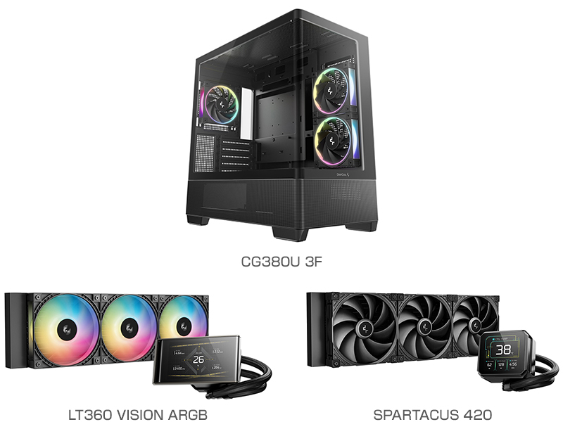 DeepCool CG380U 3F、LT360 VISION ARGB、SPARTACUS 420 製品画像