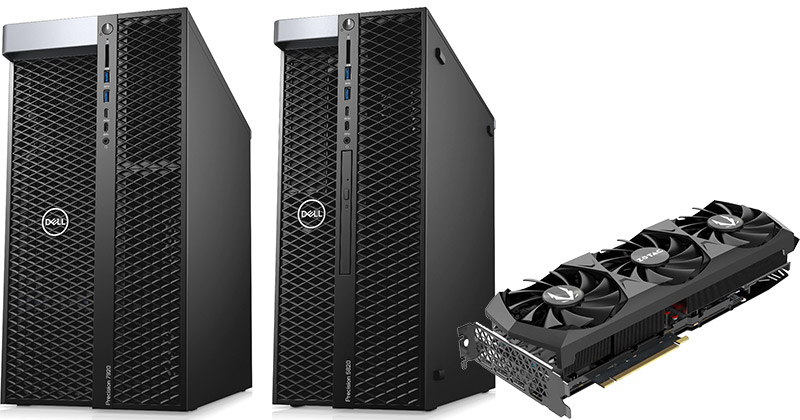 DCC/VR向けのアスク推奨モデルとして、デル社製ワークステーション Dell Precision 7920 Tower/5820 TowerとZOTAC GeForce RTX 3090/3080搭載グラフィックボードの組み込みモデルを発売