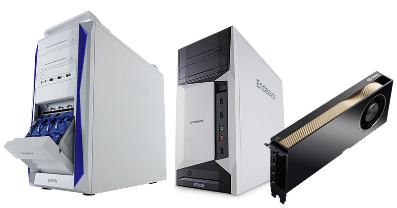 VR/DCC向けのアスク推奨モデルとして、エプソンダイレクト社製PC Endeavor Pro9000、Endeavor MR8300とNVIDIA RTX A6000の組み込みモデルを発売