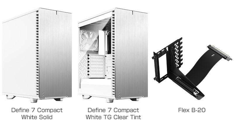 Fractal Design Define 7 Compact White Solid、Define 7 Compact White TG Clear Tint、Flex B-20 製品画像