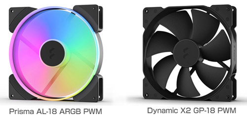 Fractal Design Dynamic X2 GP-18 PWM、Prisma AL-18 ARGB PWM 製品画像