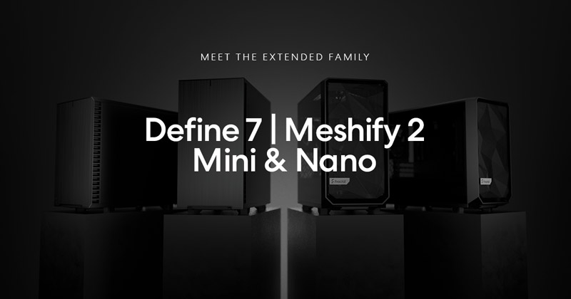 Fractal Design Define 7 Mini、Define 7 Nano、Meshify 2 Mini、Meshify 2 Nano 製品画像