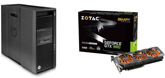 ゲーム開発向けモデルとして、HP新ワークステーションZシリーズとZOTAC GeForce GTX 980 AMP Editionの組み込みモデルを発売