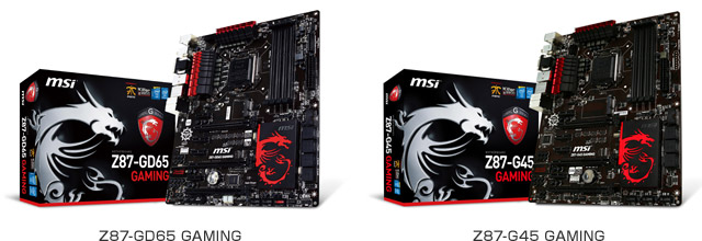 Z87A-GD65 GAMING、Z87A-G45 GAMING 製品画像