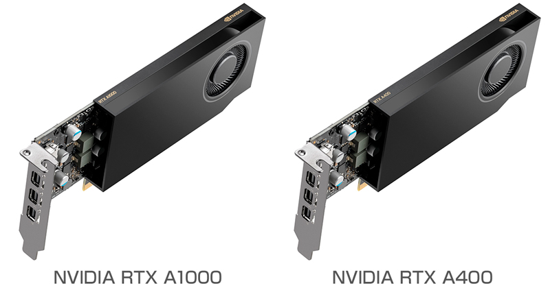 NVIDIA RTX A1000、 NVIDIA RTX A400 製品画像