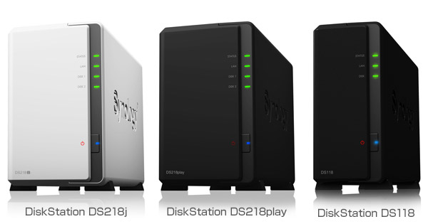 Synology DiskStation DS218j、DS218play、DS118 製品画像