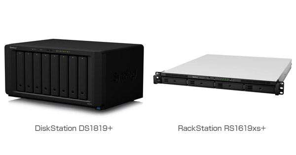 Synology DiskStation DS1819+、RackStation RS1619xs+ 製品画像