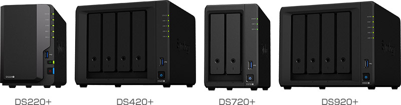 Synology DiskStation DS220+、DiskStation DS420+、DiskStation DS720+、DiskStation DS920+ 製品画像
