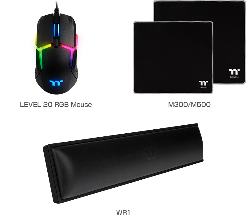 Thermaltake LEVEL 20 RGB Mouse、M300、M500、WR1 製品画像