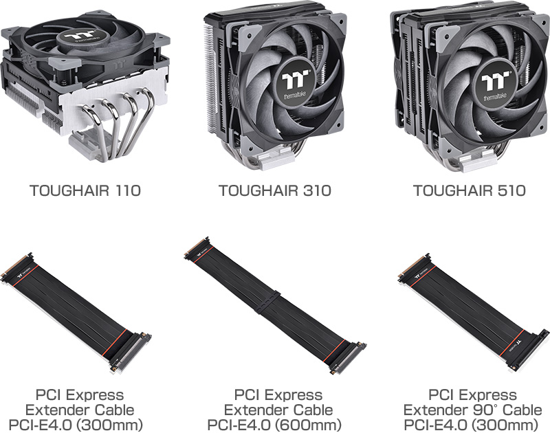 Thermaltake TOUGHAIRシリーズ、PCI Express Extender Cable PCI-E4.0シリーズ 製品画像
