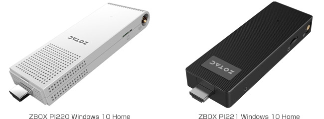 ZOTAC ZBOX PI220 Windows 10 Home、ZBOX PI221 Windows 10 Home 製品画像