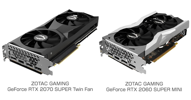 ZOTAC GAMING GeForce RTX 2070 SUPER Twin Fan、ZOTAC GAMING GeForce RTX 2060 SUPER MINI 製品画像