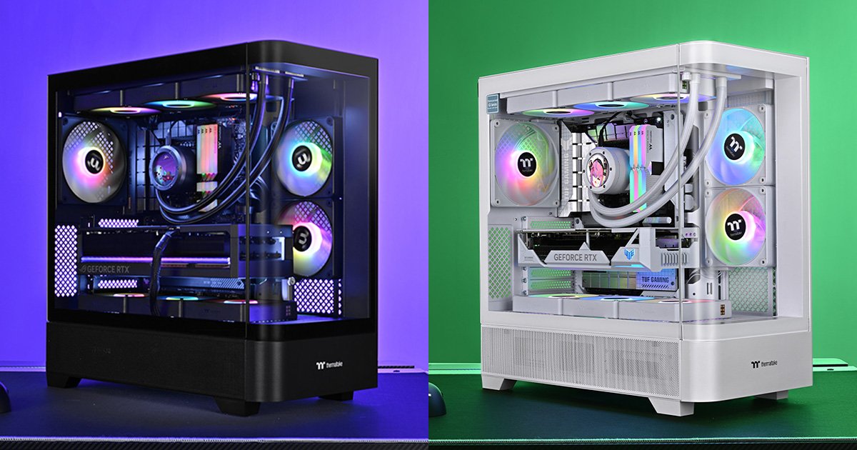 曲面強化ガラスパネルを備えたピラーレスデザインのミドルタワー型PC