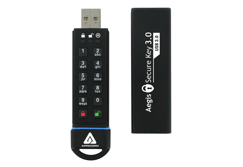 ASK3-120GB　Key　Apricorn　AegisSecure　1個[21]-　暗証番号対応USBメモリー　120GB