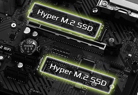 ヒートシンク付きHyper M.2スロットを装備