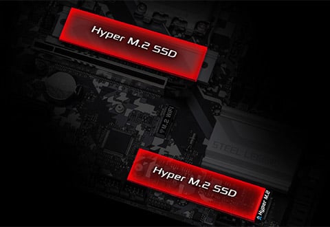 ヒートシンク付きHyper M.2スロットを装備