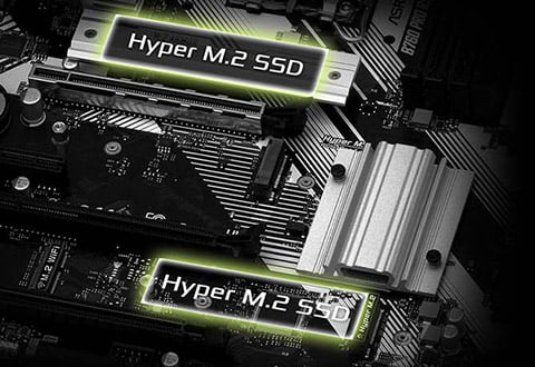 ヒートシンク付きHyper M.2スロットを装備