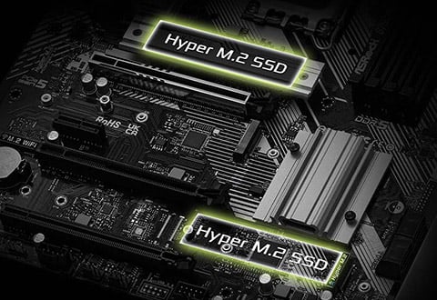 ヒートシンク付きHyper M.2スロットを装備