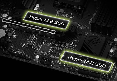 ヒートシンク付きHyper M.2スロットを装備