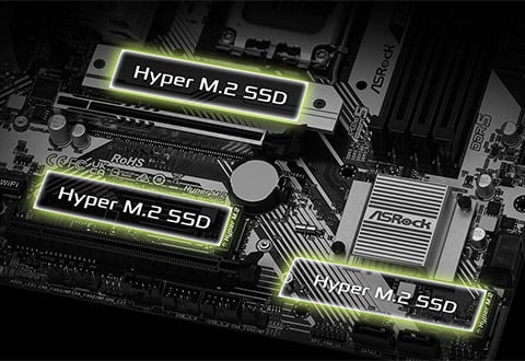 ヒートシンク付きHyper M.2スロットを装備