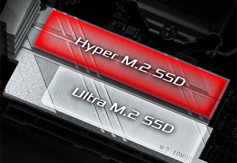 ヒートシンク付きHyper M.2スロットを装備