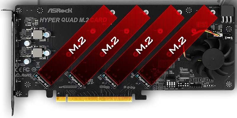 M.2 SSDを4基搭載可能