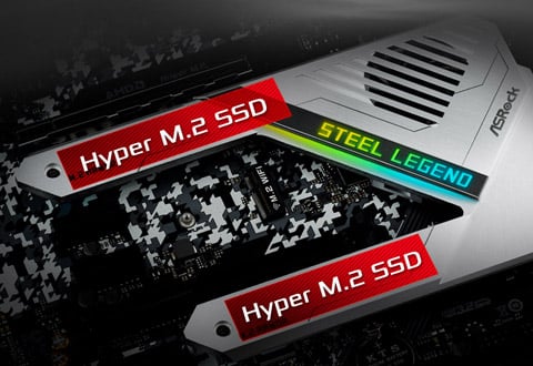 ヒートシンク付きHyper M.2スロットを装備