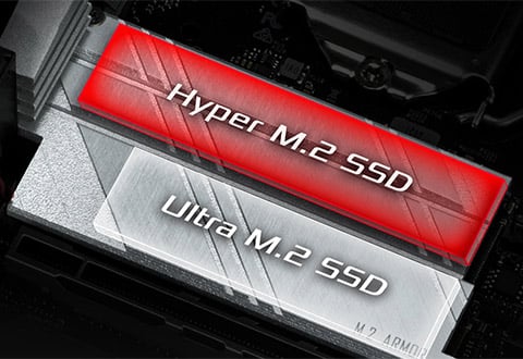 ヒートシンク付きHyper M.2スロットを装備