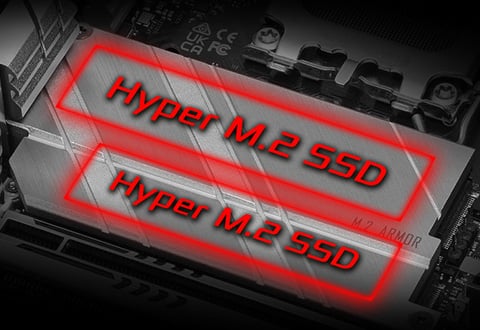 ヒートシンク付きHyper M.2スロットを装備