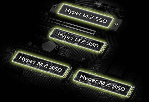 ヒートシンク付きHyper M.2スロットを装備