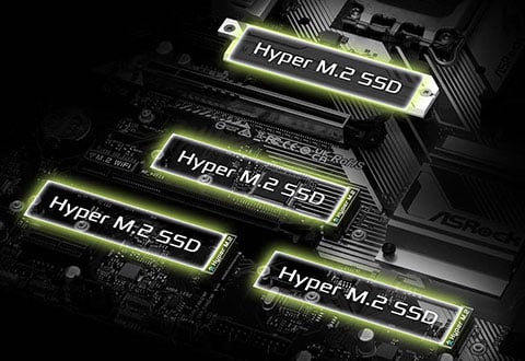 ヒートシンク付きHyper M.2スロットを装備