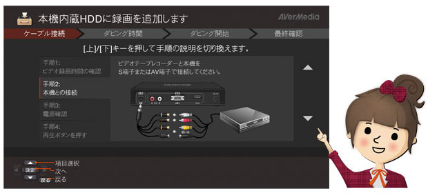 イラスト図解でケーブル接続もラクラク操作