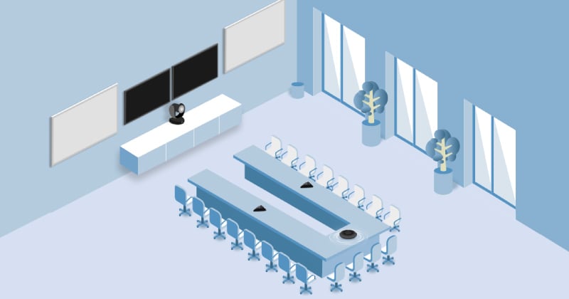 会議室の大きさに合わせて拡張マイク・スピーカー（オプション）の増設可能
