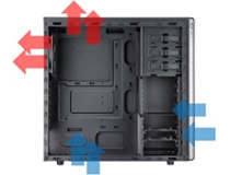 最大9基までファンの取り付けが可能