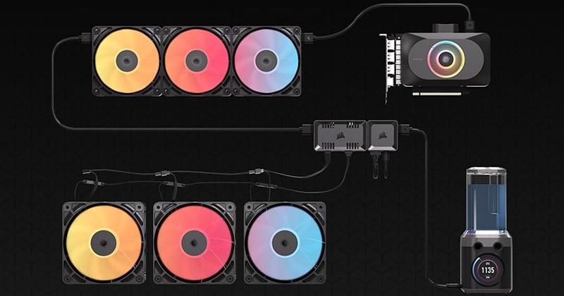 別売のiCUE LINKシステムハブと接続可能