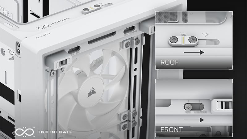 柔軟なレイアウトでファンを取り付け可能