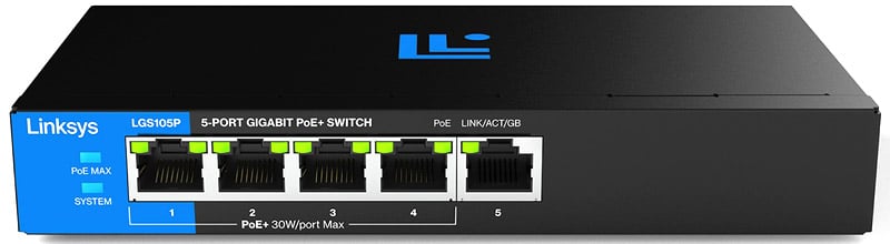 PoE+給電に対応（LGS105Pのみ）