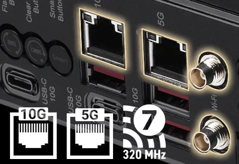 10ギガビットLAN、5ギガビットLAN、Wi-Fi 7モジュールを搭載