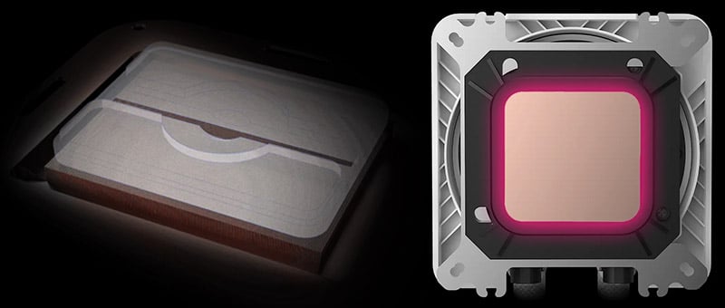 銅製ベースとマイクロチャネルで熱伝導率を向上