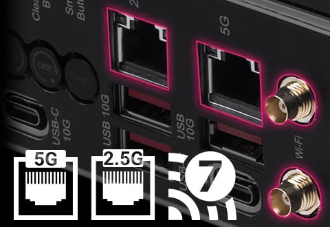5ギガビットLAN、2.5ギガビットLAN、Wi-Fi 7モジュールを搭載