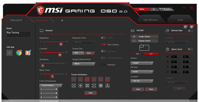 キーボードやマウスでOSDメニューを操作可能な「GAMING OSD APP」